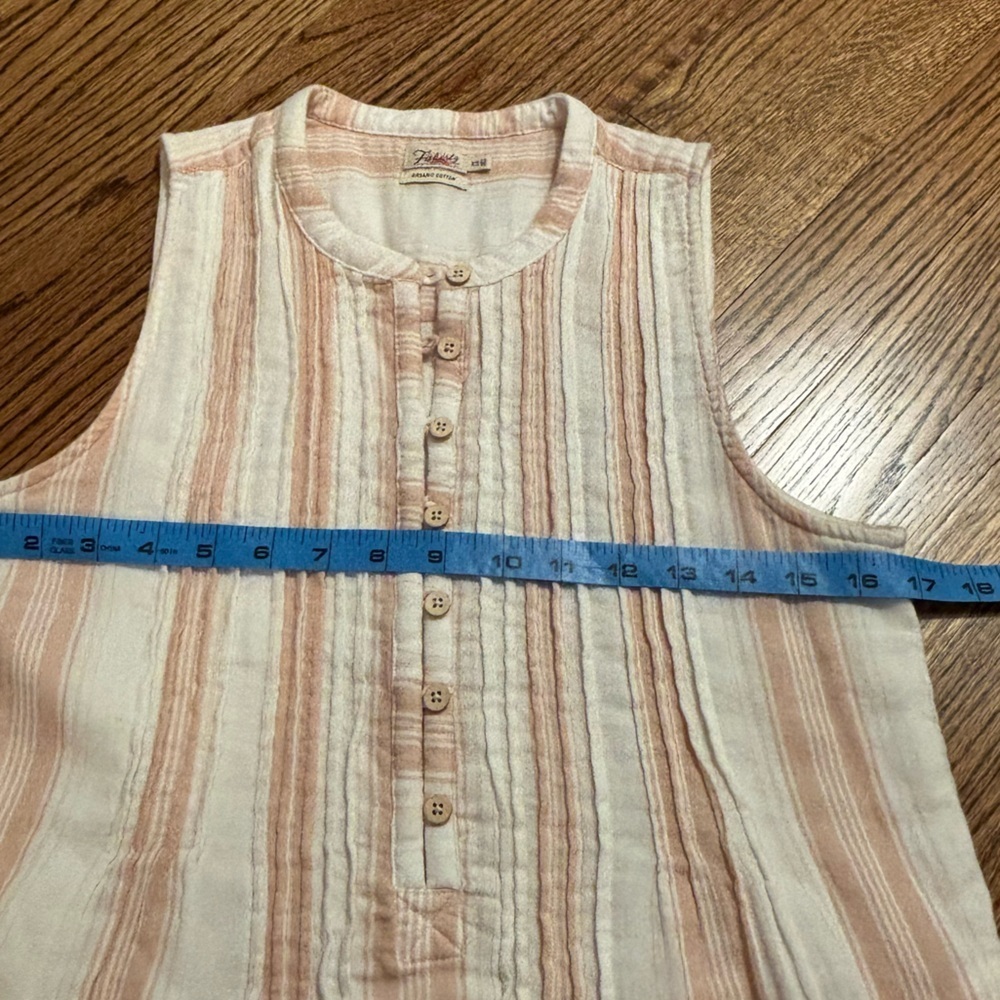 Faherty |‎ Isla Dress Organic Cotton Sleeveless Pintuck Mini White Peach Sz XS - Picture 7 of 7